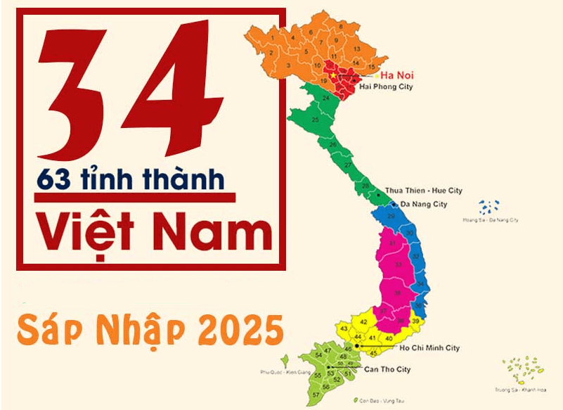 Bảng danh mục và mã số của 34 tỉnh thành mới, 3321 đơn vị hành chính cấp xã mới